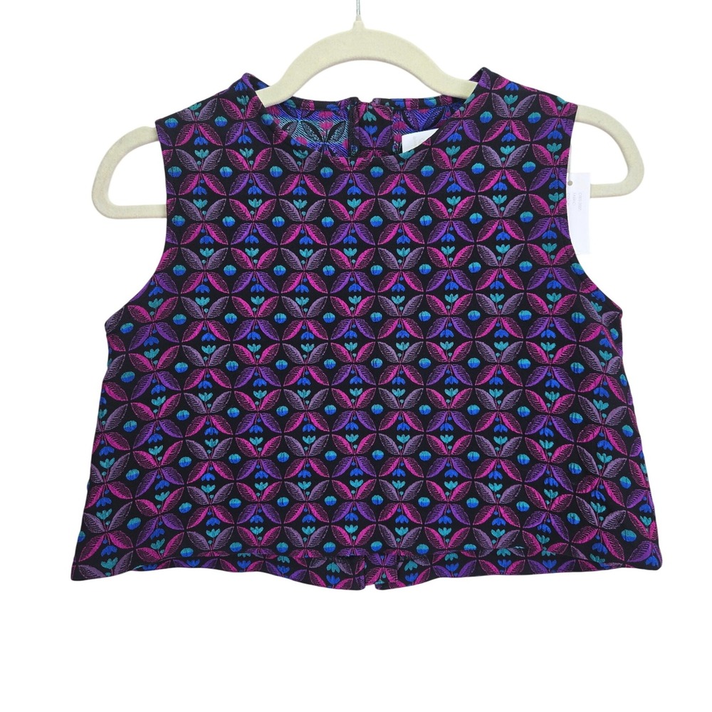 Jeune Otte Abba Top Girls‎ Size 14 Floral Jacquard Sleeveless Crop Party Casual